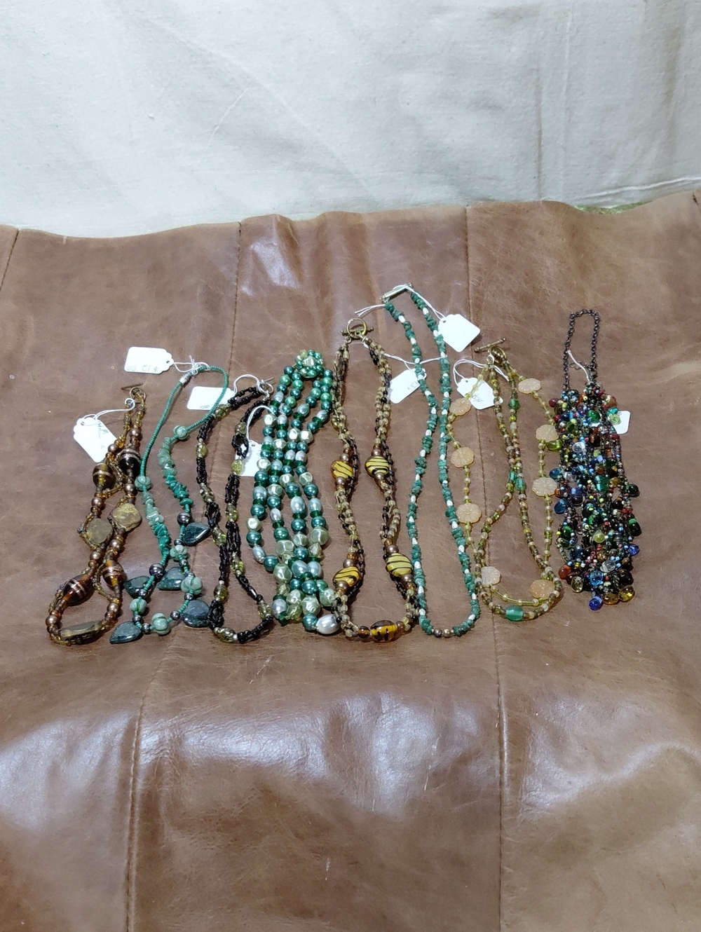 Assorted Women’s Beaded Necklace Set in Green and Brown - Brand Unspecified